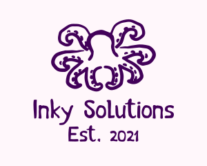 Squid - Purple Doodle Octopus logo design