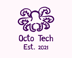 Purple Doodle Octopus logo design