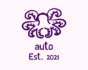 Squiggle - Purple Doodle Octopus logo design
