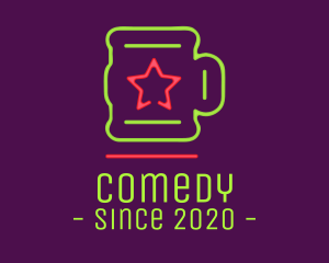 Draught Beer - Neon Lights Star Mug logo design