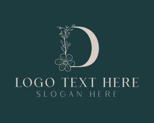 Beige - Flower Beauty Letter D logo design