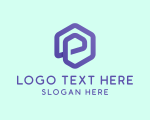 Purple - Tech Cube Letter P logo design