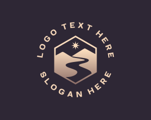 Hexagon - Mountain Travel Path logo design