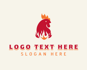 Roasting - Flaming Chicken BBQ logo design