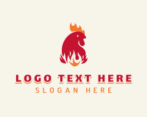 Hot - Flaming Chicken BBQ logo design