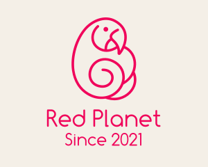 Red Minimalist Parrot logo design