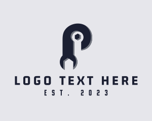 Cog - Wrench Repair Letter P logo design