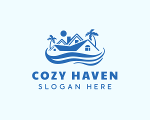 Lodging - Blue Tropical House logo design