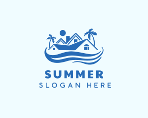 Blue Tropical House logo design