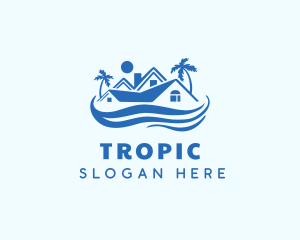 Blue Tropical House logo design