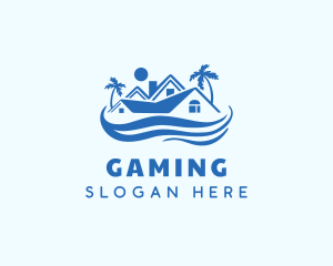 Lodging - Blue Tropical House logo design