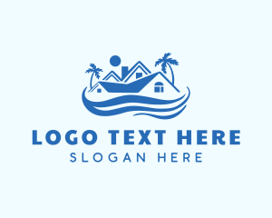 Lodging - Blue Tropical House logo design