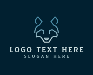 Gaming - Minimal Line Wolf logo design