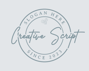 Flower Script Badge logo design