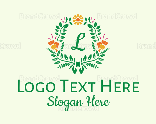 Natural Flower Wreath Logo