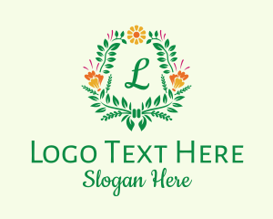 Spring - Natural Flower Wreath logo design