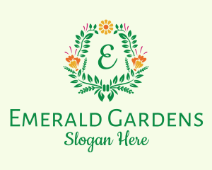 Natural Flower Wreath logo design