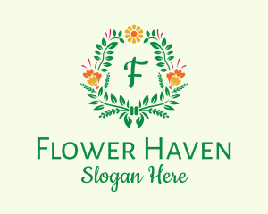 Natural Flower Wreath logo design