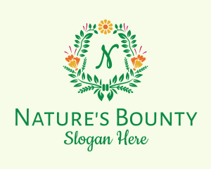 Natural Flower Wreath logo design