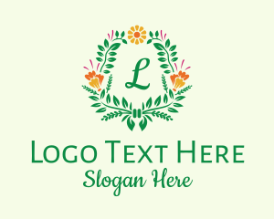 Leaf - Natural Flower Wreath logo design
