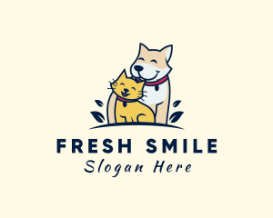 Smiling Pet Cat Dog logo design