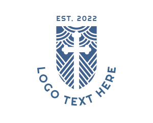 Preaching - Blue Weave Cross logo design