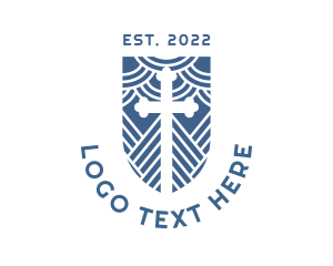 Biblical - Blue Weave Cross logo design