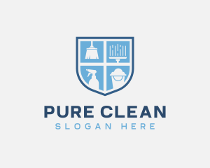 Cleaner Janitorial Shield logo design