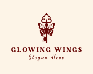 Butterfly Key Wings logo design