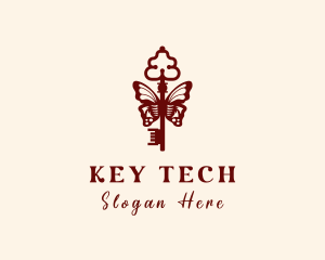 Butterfly Key Wings logo design