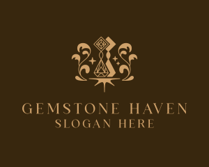 Gemstone Earring Jewelry logo design