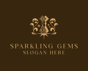 Gemstone Earring Jewelry logo design