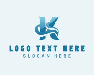 Advertising - Wave Water Letter K logo design