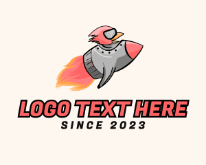 Spaceship - Flying Rocket Rooster logo design