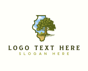 Map - Illinois White Oak Tree logo design