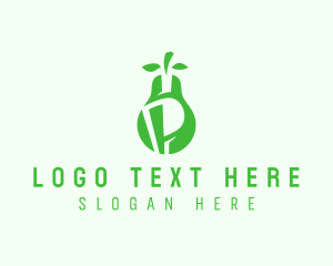Juicing - Green Pear Letter P logo design