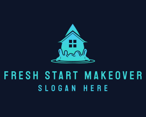 House Water Droplet logo design