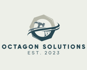 Octagon - Real Estate Contractor Hammer logo design