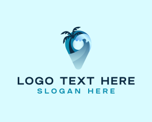 Location - Beach Wave Pin Travel logo design