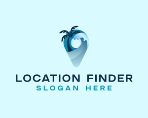 Geolocation - Beach Wave Pin Travel logo design