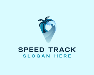 Track - Beach Wave Pin Travel logo design