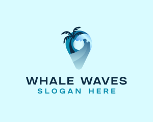 Beach Wave Pin Travel logo design