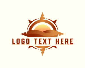 Lake - Mountain Compass Navigation logo design