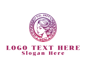 Woman - Beauty Woman Wreath Emblem logo design