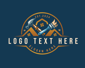 Refurbish - Paintbrush Hammer Renovation logo design