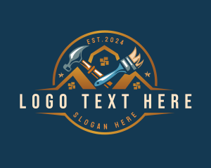 Paintbrush Hammer Renovation Logo