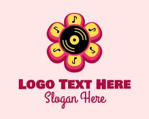 Musician - Flower Vinyl Record logo design
