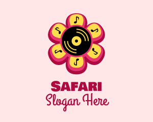 Tunes - Flower Vinyl Record logo design