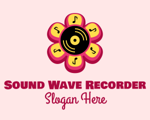 Flower Vinyl Record  logo design