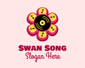 Flower Vinyl Record  logo design